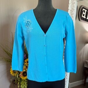 Chadwick’s • Floral Embroidery Appliqué Cardigan